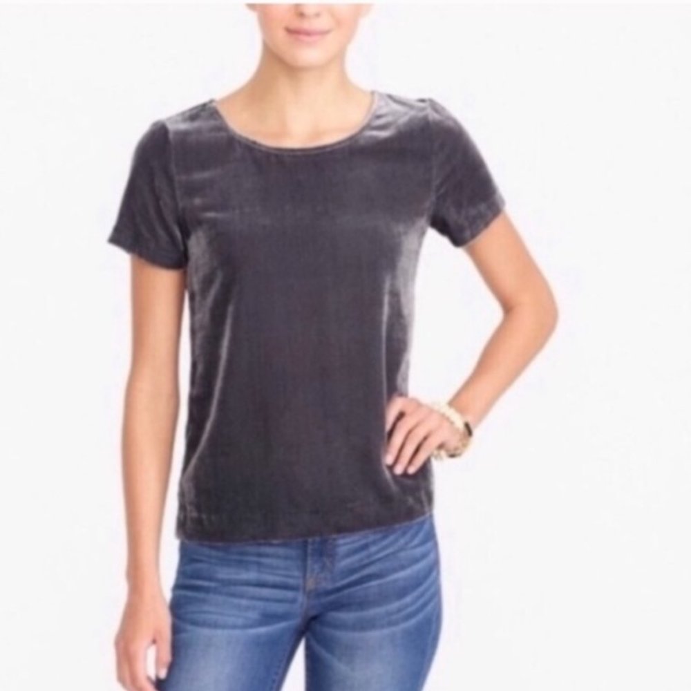 J. Crew Velvet Tee in Gray